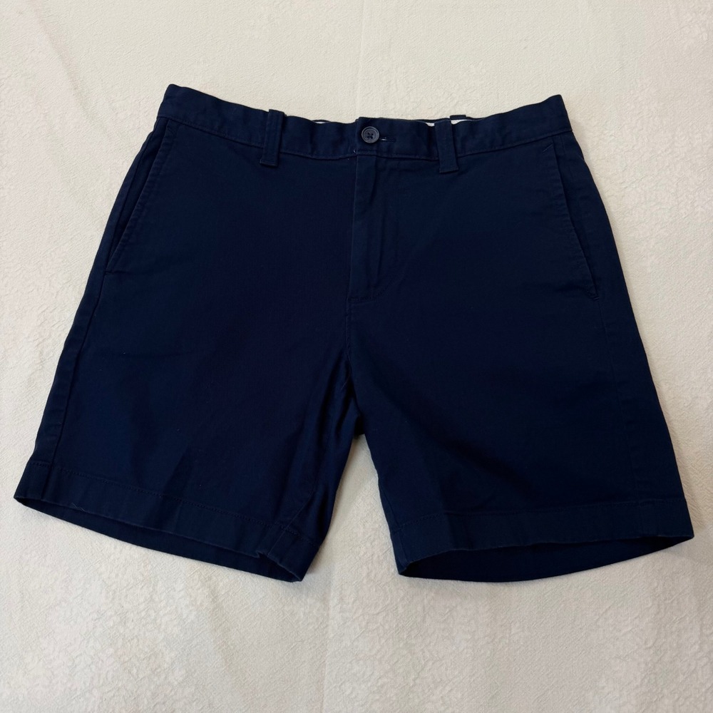 J.Crew Chino Shorts Men 30 Navy Blue 7" Inseam Cotton Stretch Casual